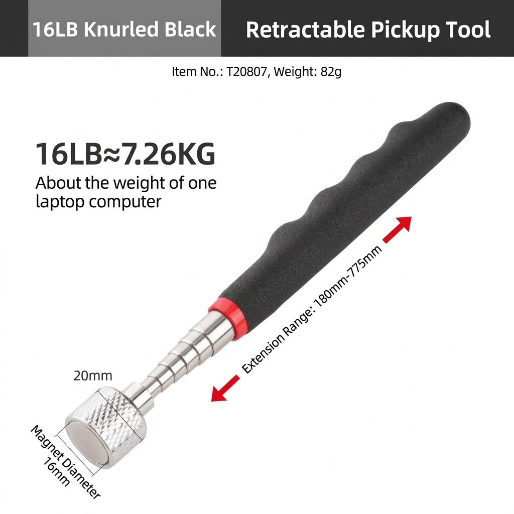 8LB Pickup Retractable Magnetic Suction Rod with Light Magnetic Rod Auto Repair Tool Metal Picker Suction Rod