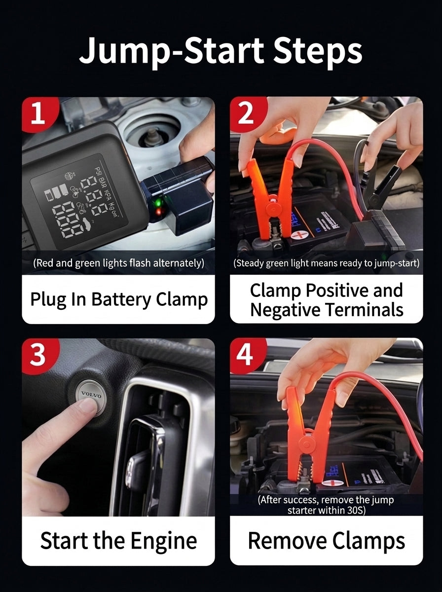 Cross-border vehicle emergency power supply starter air pump, tire high-pressure digital display all-in-one, automotive electric air inflation pump