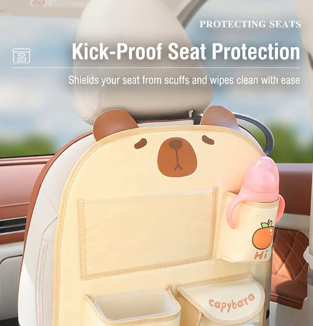 Car storage hanging bag, multifunctional creative cute car seat rear storage rack, tissue box inside car, trash bin
