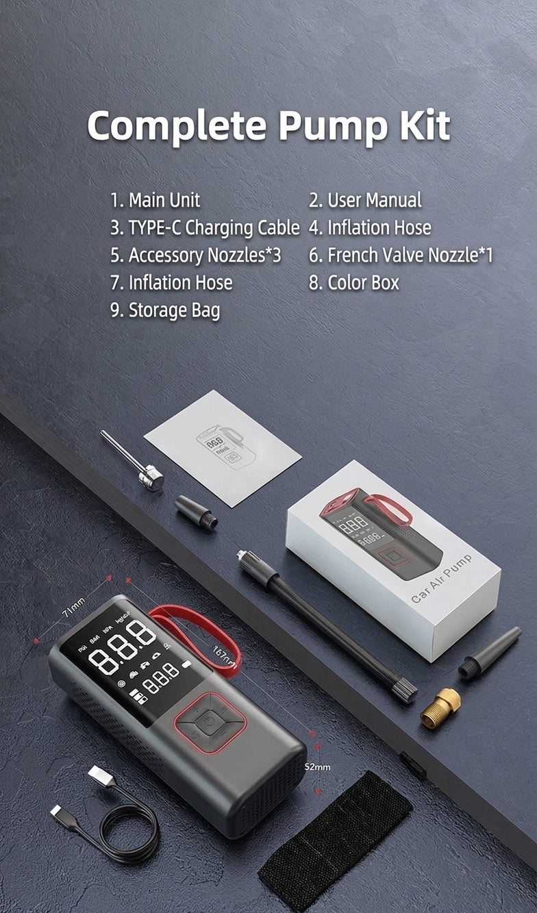 Car Inflator Pump Outdoor Convenient Car Wireless Inflator Pump Digital Tire Pressure Car Tire Electric Pump