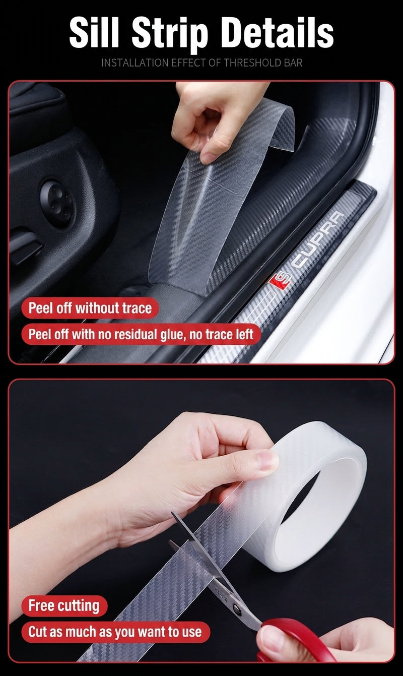 Car sill strips, carbon fiber bumper anti-collision strips, anti-stepping paste, carbon fiber pattern, universal body film stickers, decorative strips
