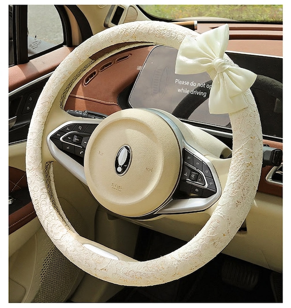 Lace car steering wheel cover, anti-slip decoration, all-season universal one-piece dropshipping, cross-border e-commerce trending sporty style