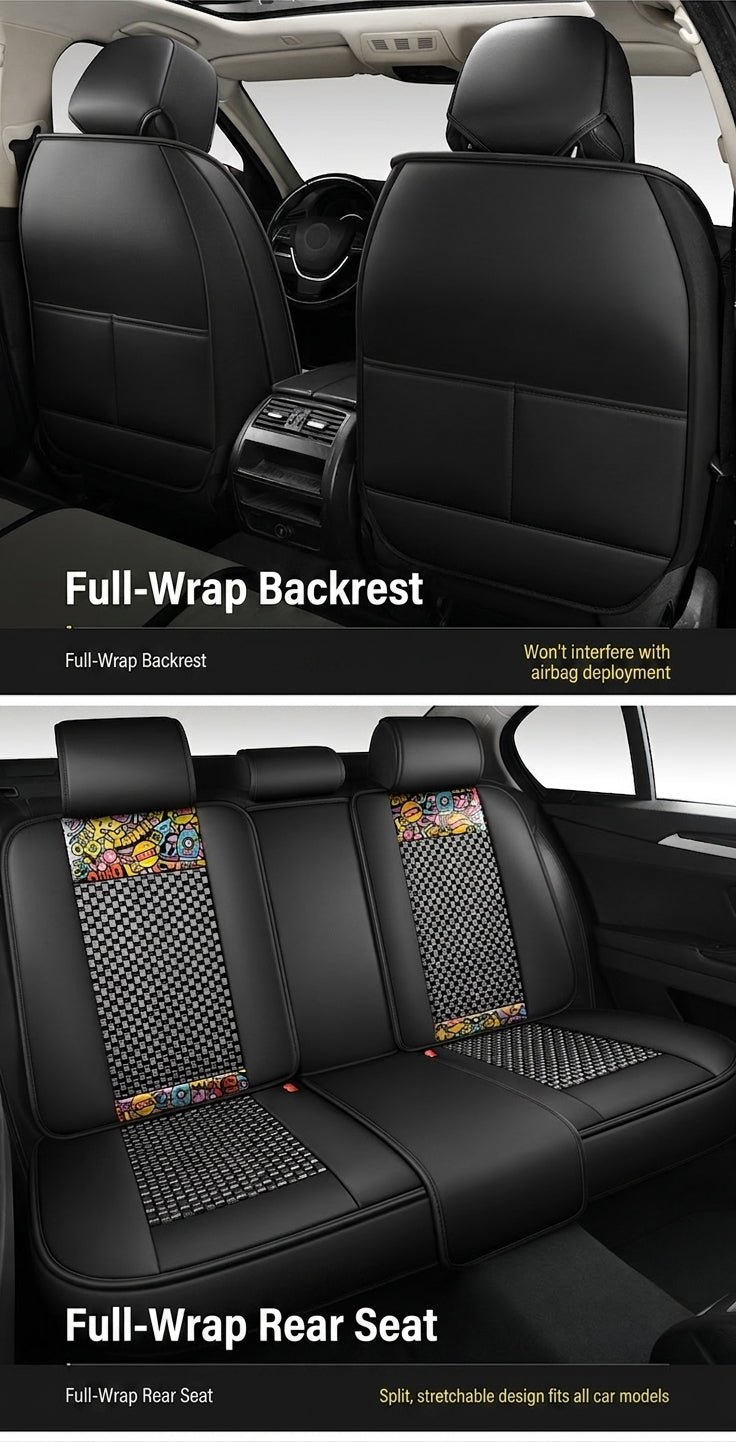 New Ice Silk Breathable Car Seat Covers, Cartoon Cute Seat Covers, Fully Inclusive Seat Cushion Covers All Seasons
