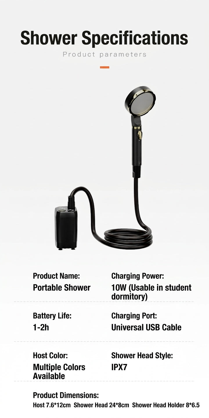 Portable Shower - Rechargeable Battery Powered