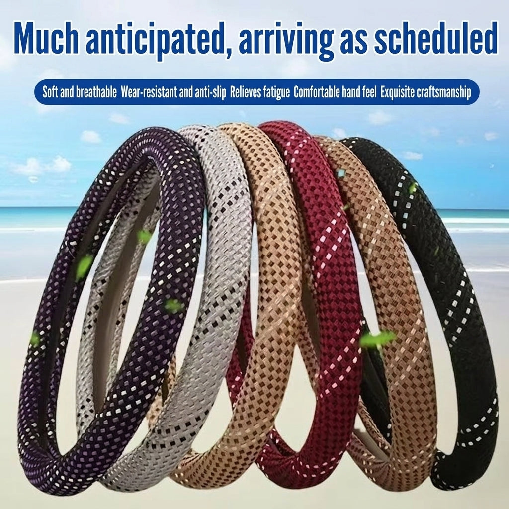 All-season universal wear-resistant car steering wheel covers, woven sweat-absorbing car handlebar covers, direct supply from wholesale manufacturers