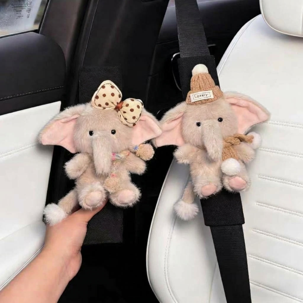 Cute little elephant car seat belt shoulder pad, premium creative decoration, all-season universal couple for women