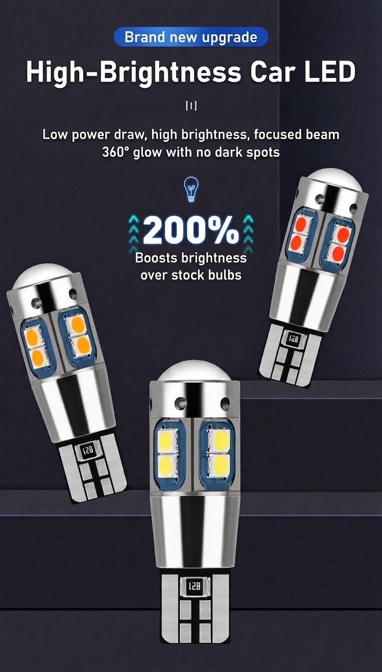 Car LED Width Indicator Light T10 3030 10smd License Plate Light Reading Light W5W Bright Small Bulb