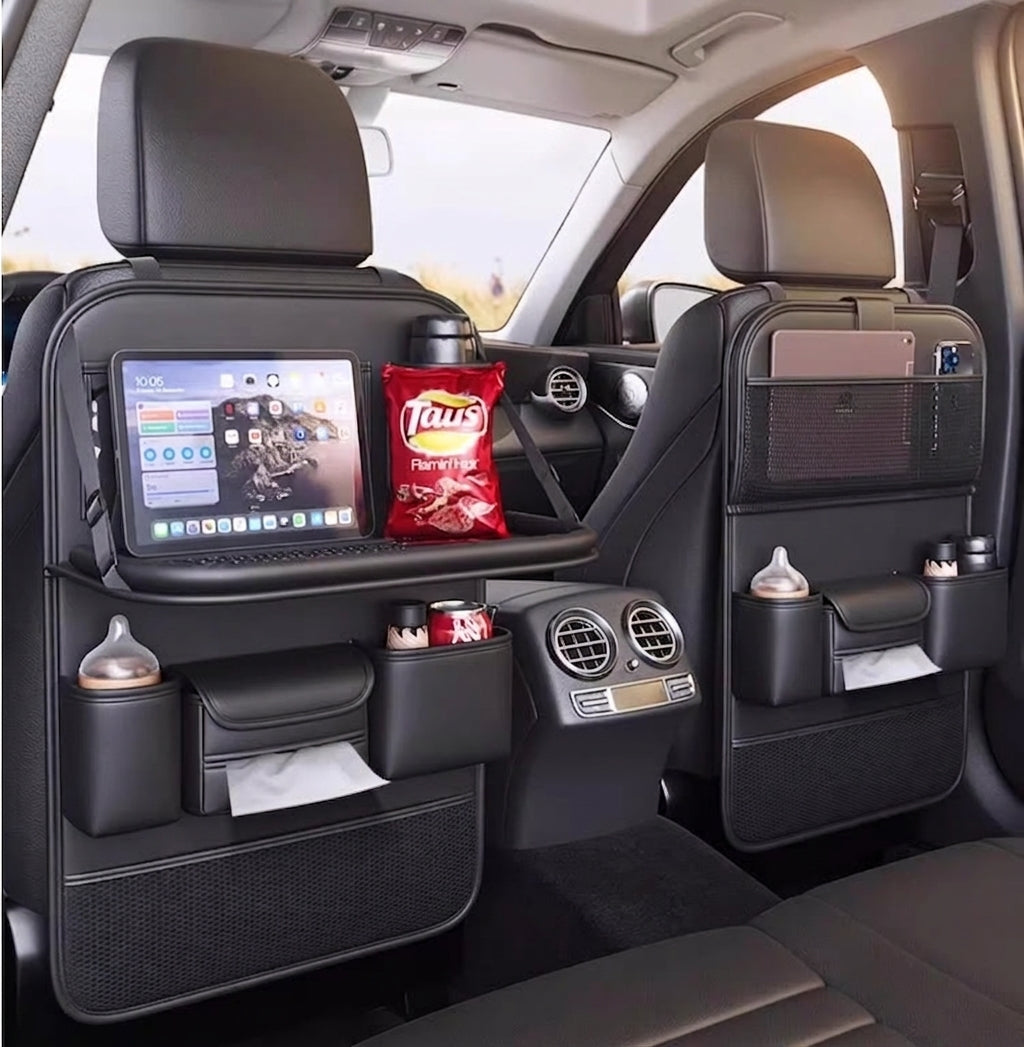 High-end car seat back storage bag, car multi-functional, rear hanging bag, car foldable dining table board shelf
