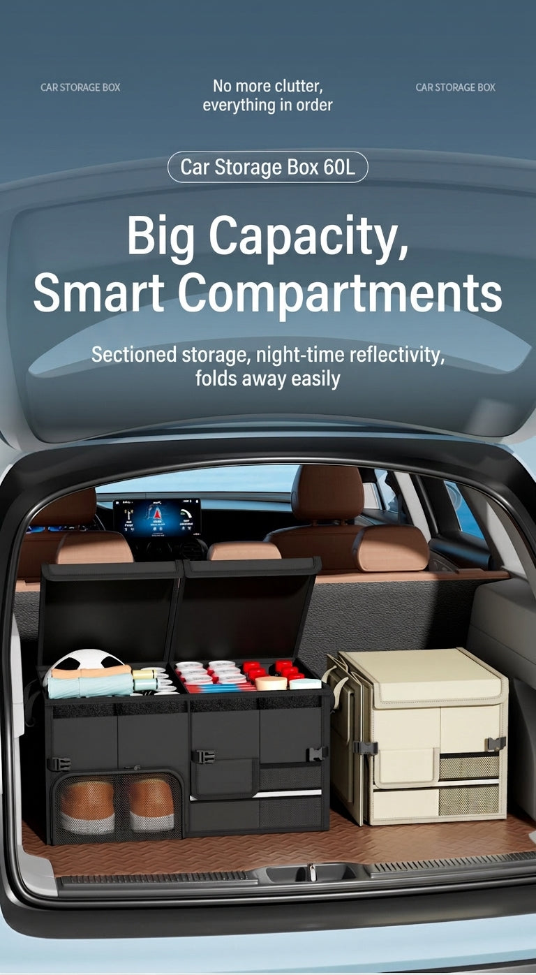 Car storage boxes can be folded and stored, practical multifunctional trunk storage boxes for cars, wholesale