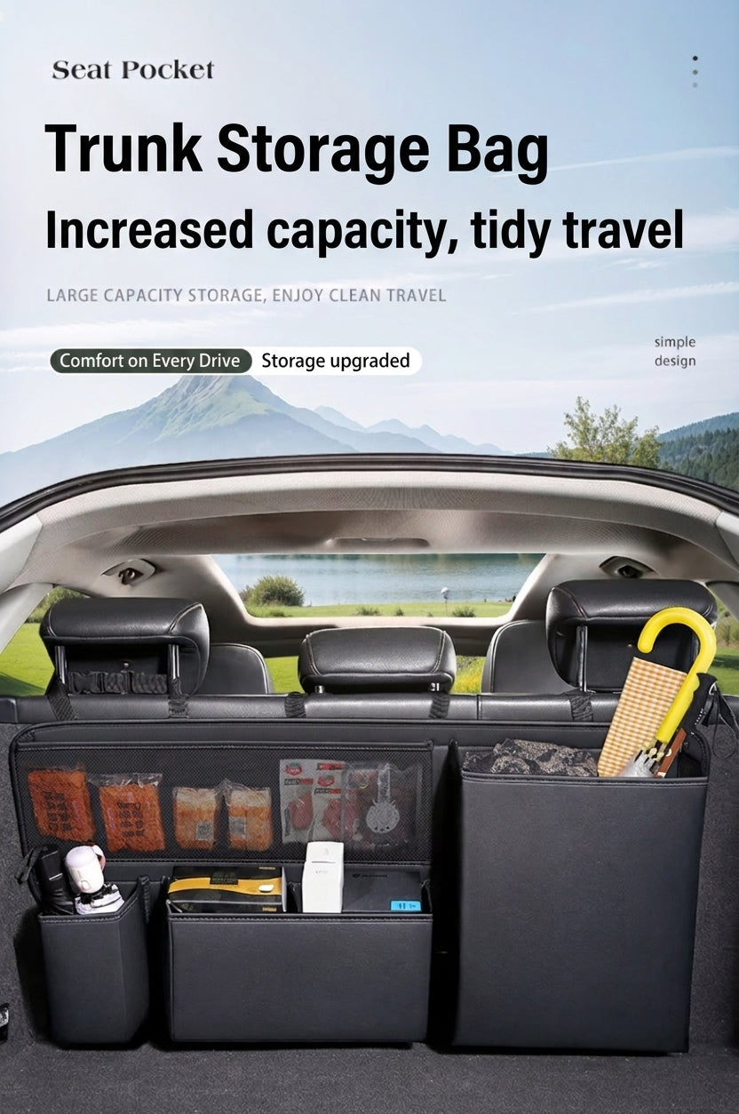 Multifunctional trunk storage bag, large-capacity storage car storage bag, zoned design for easy access and portable storage box