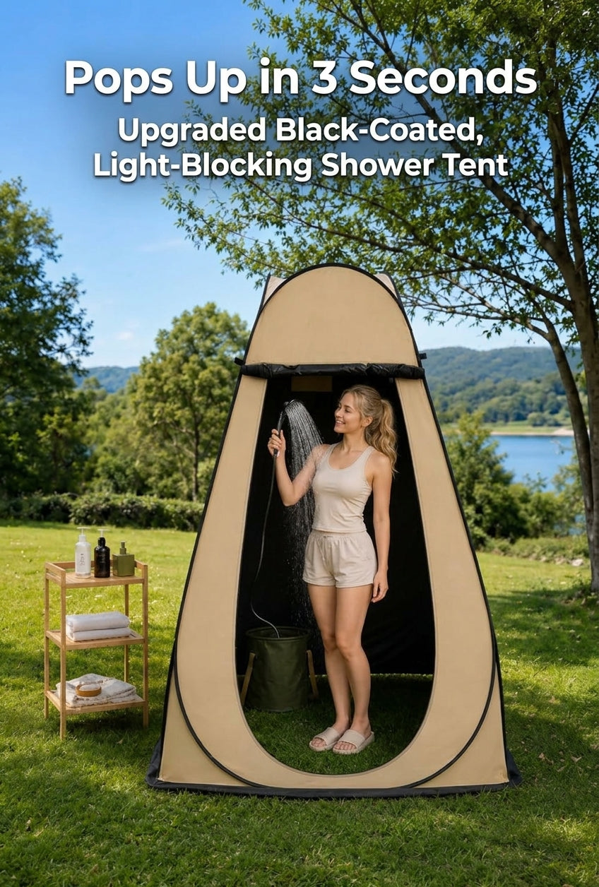 New outdoor bathing tent, black rubber waterproof portable toilet changing shower bathing camping changing cover tent
