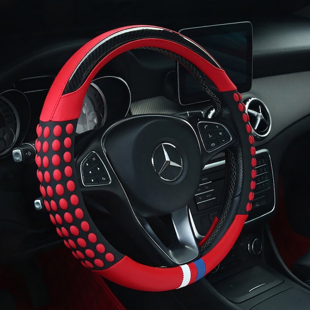 Non-slip sweat-wicking car handlebar covers, colorful carbon fiber leather, fashionable trendy brand steering wheel covers, car GM Amazon