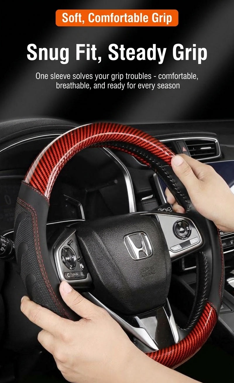 [Carbon Fiber] Car Steering Wheel Handle Sleeve, All-Season Universal, Non-slip, Wear-Resistant, Breathable New Model Dropshipping