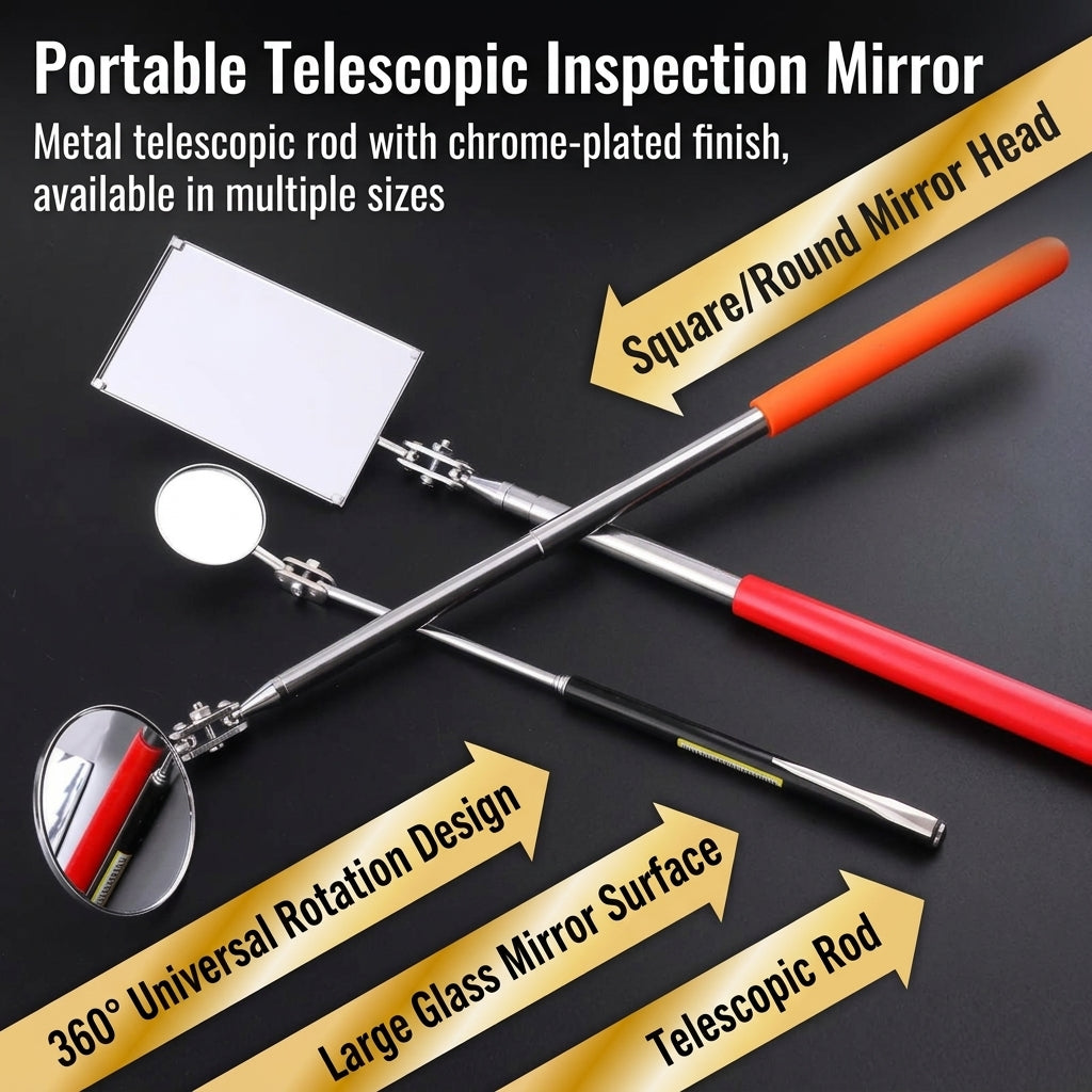 Universal telescopic folding inspection mirror, car bottom inspection mirror, chassis mirror, pipe endoscope, and automotive chassis mirror