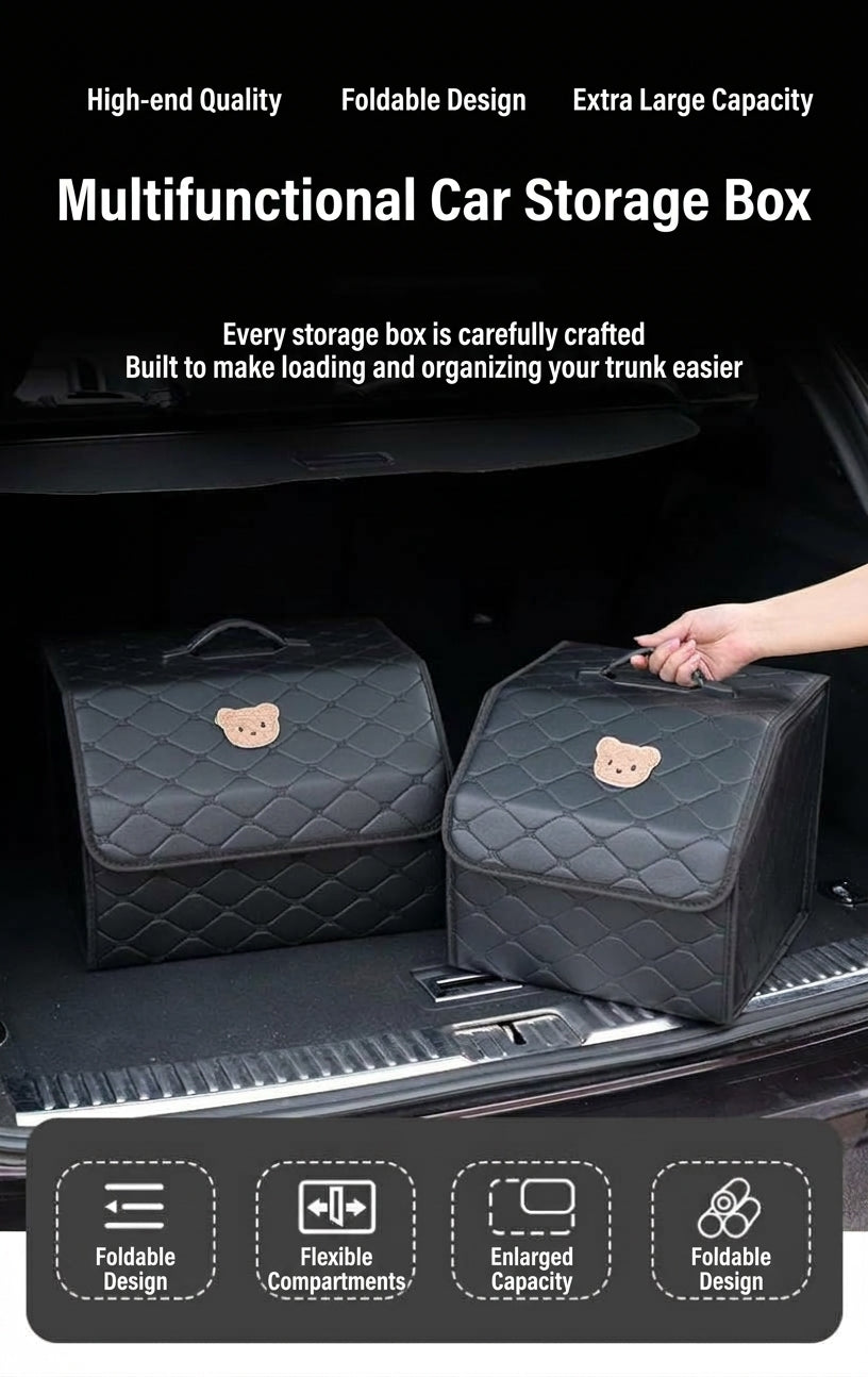 Car trunk storage box, leather multifunctional foldable storage box, storage box, storage box, car interior accessories