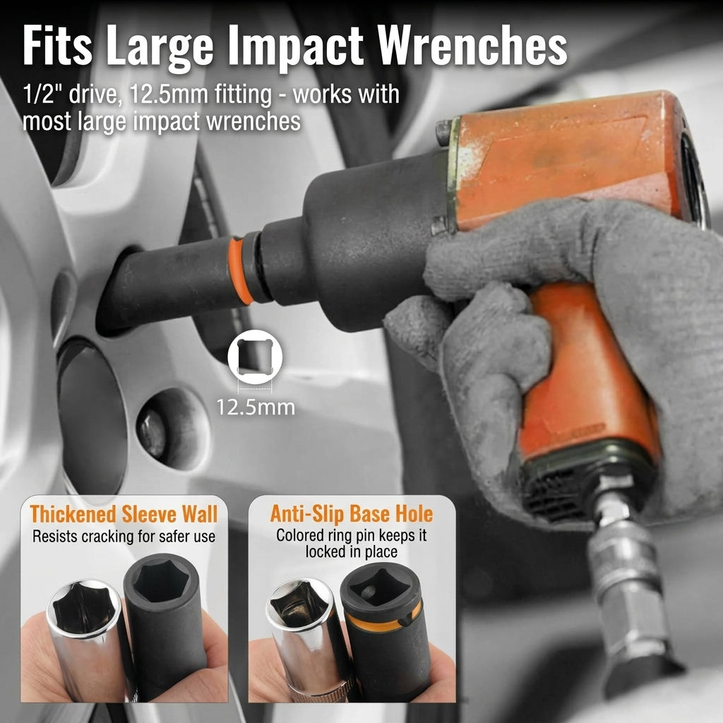 1-2-inch pneumatic thick-walled heavy-duty sleeve with colored ring cannon extended tire sleeve Auto repair tool set