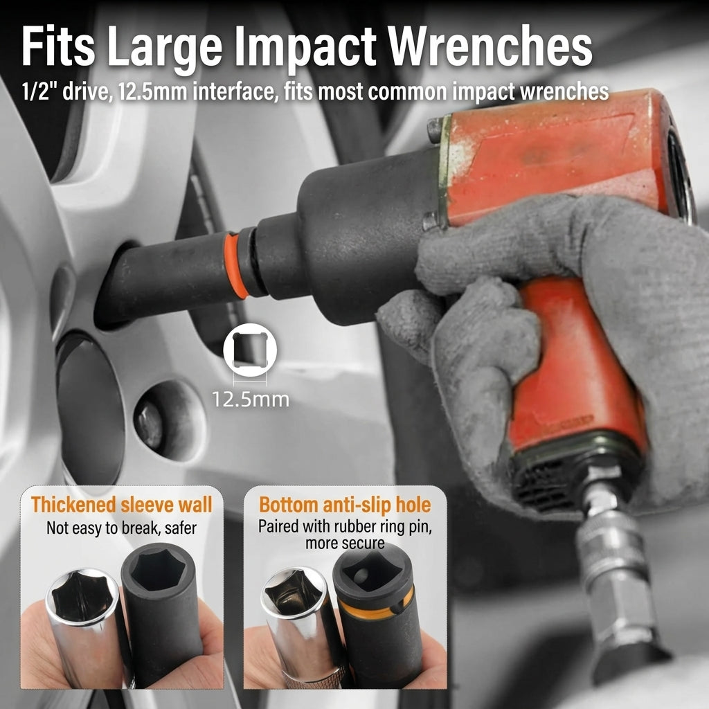 1-2-inch pneumatic thick-walled heavy-duty sleeve with colored ring cannon extended tire sleeve Auto repair tool set