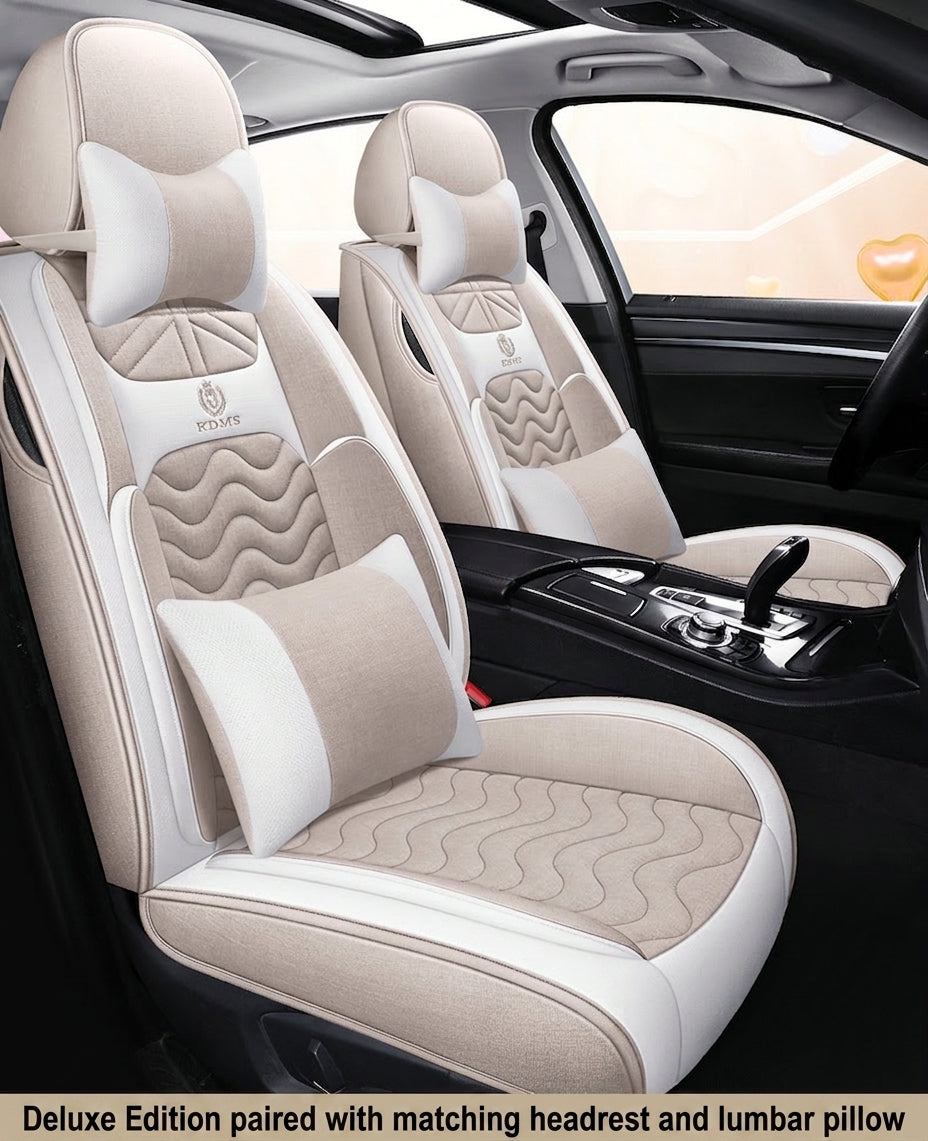 Cartoon car seat cushion, all-season universal all-round car seat cover, linen fabric art seat cushion, winter goddess seat cover