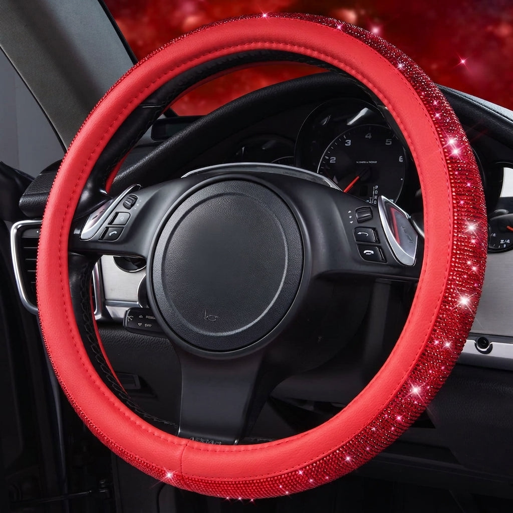 New car rhinestone fully rhinestone-hot rhinestone steering wheel, personalized handlebar cover, unisex steering wheel, Amazon