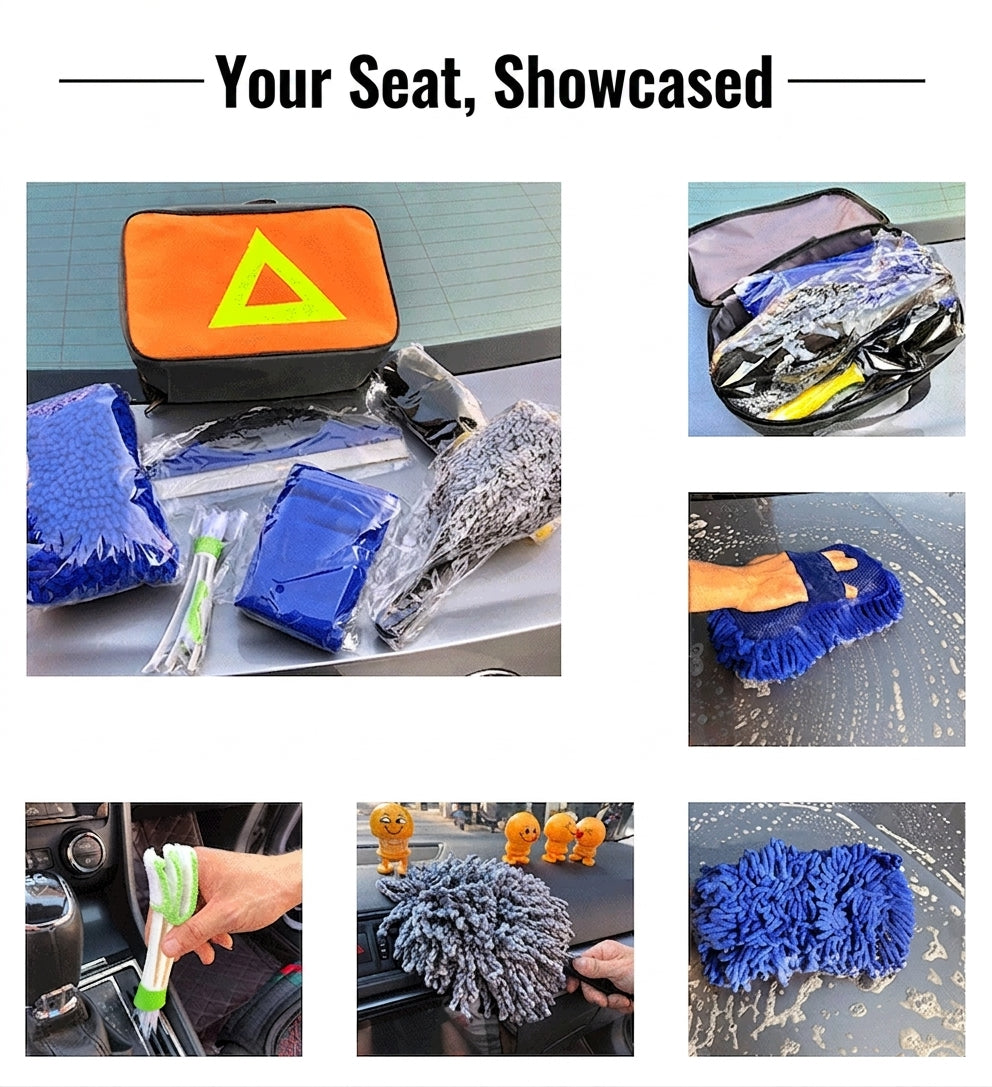 Cross-border car wash tools, complete set, cleaning seven-piece sponge car wash brush, professional beauty maintenance car supplies