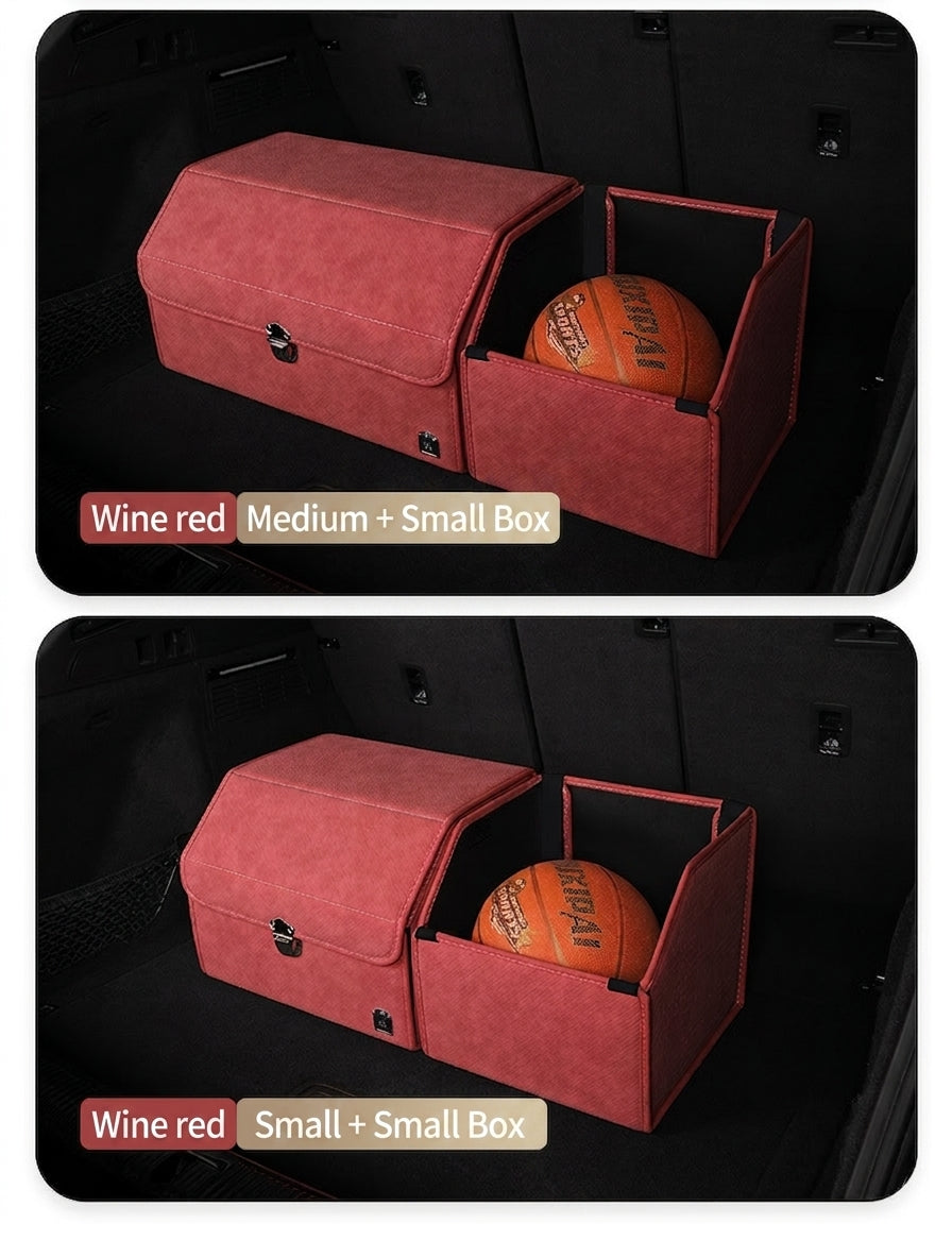 New woven pattern car trunk storage box, foldable car storage box, leather organizer box, factory wholesale