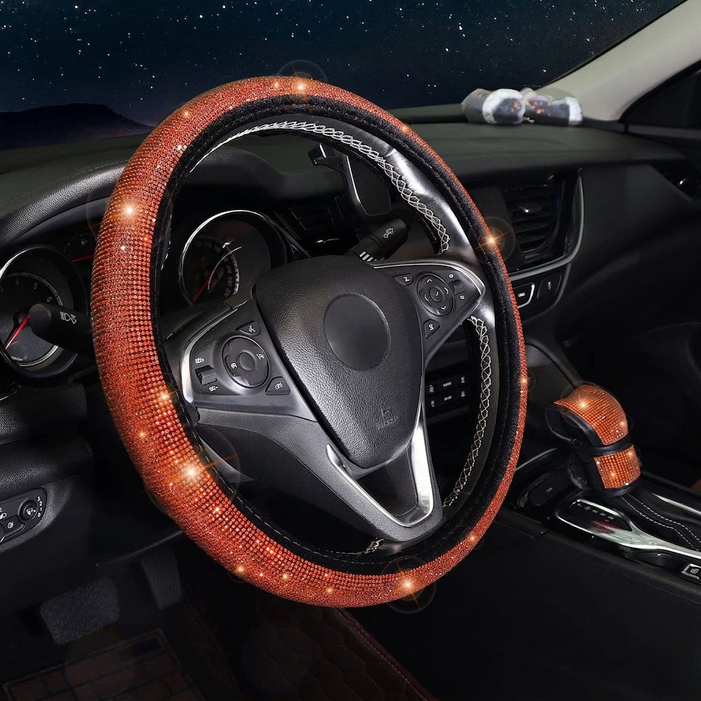 Car steering wheel cover, diamond-shaped new all-season universal seatbelt cover, multi-piece coaster steering wheel protective cover
