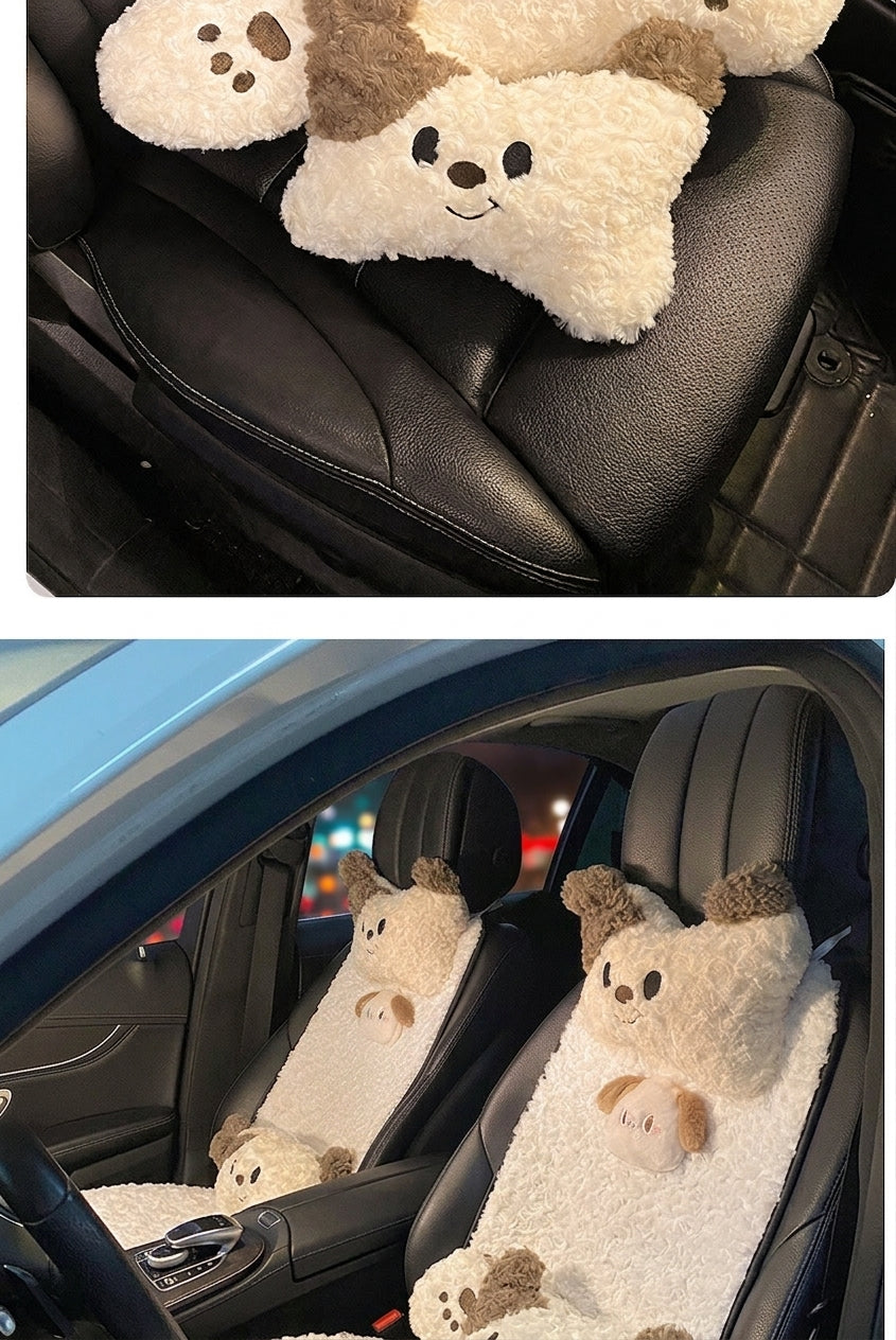 Car headrest, neck pillow, a pair of female driver pillows, cute dogs, car cushions, car seats, lumbar and neck pillows
