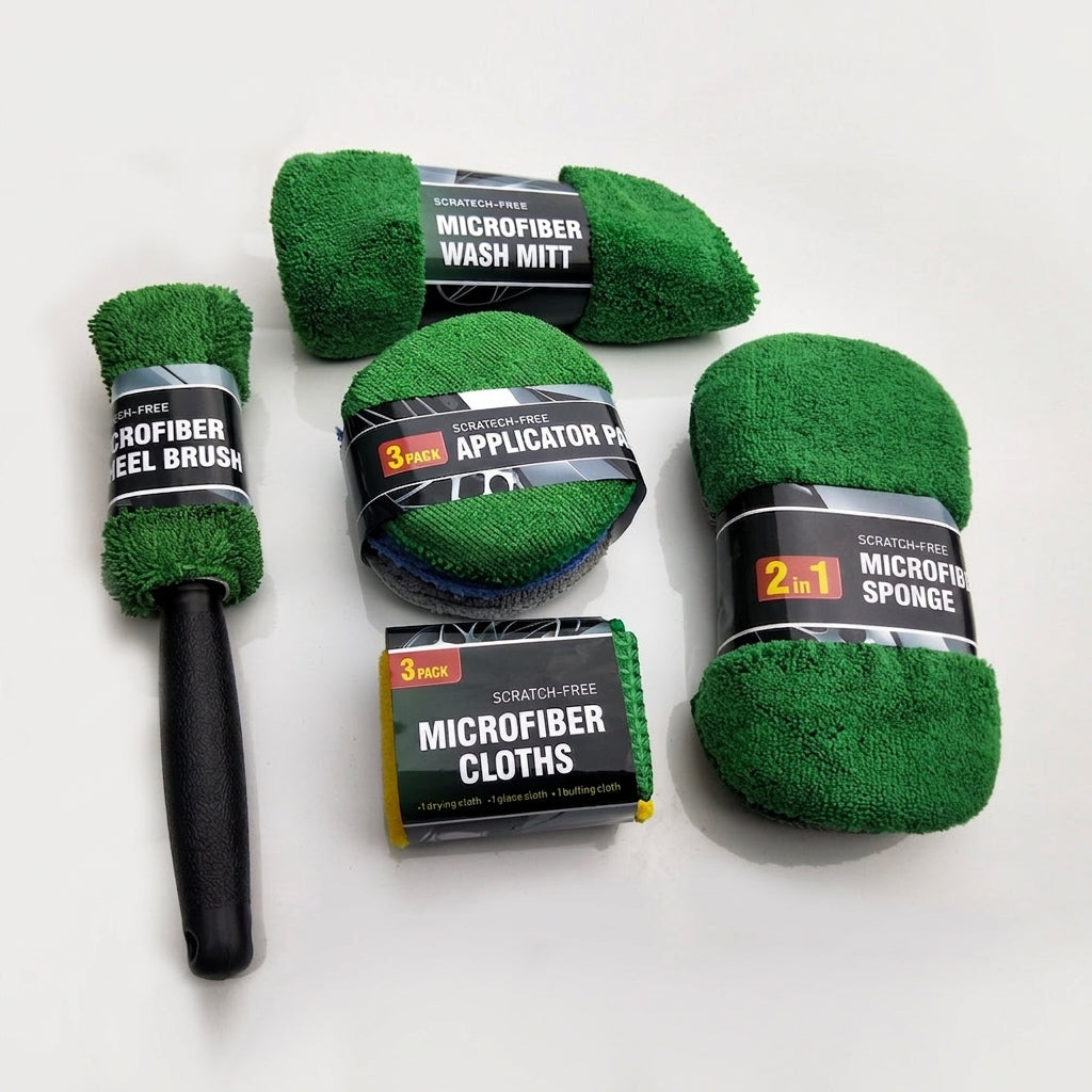 Car Wash 9 Piece Set Car Towel Home Car Beauty Cleaning Gloves Towel Wipes Waxing Sponge Wheel Brush