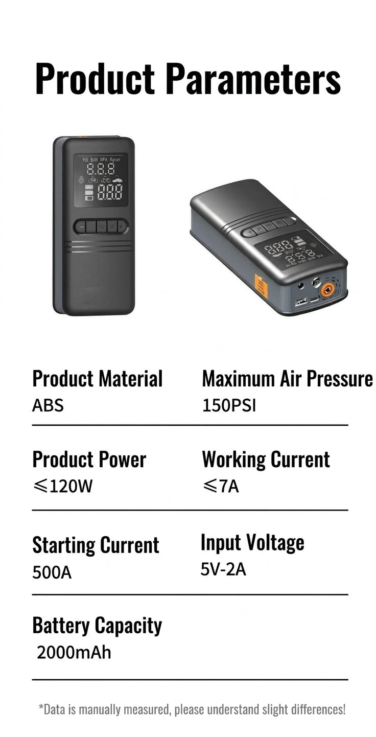 Cross-border vehicle emergency power supply starter air pump, tire high-pressure digital display all-in-one, automotive electric air inflation pump
