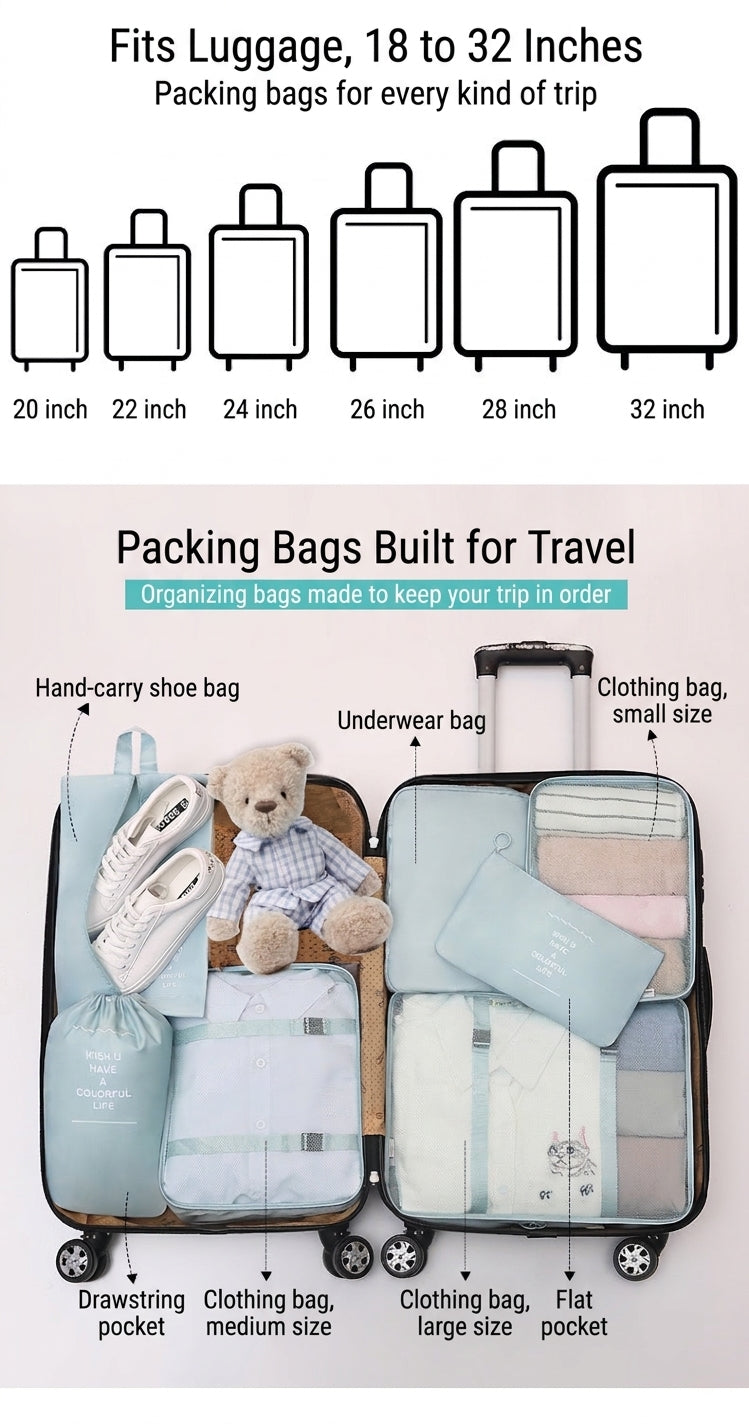 Travel Storage Organizer Set - 7 to 10 Pieces