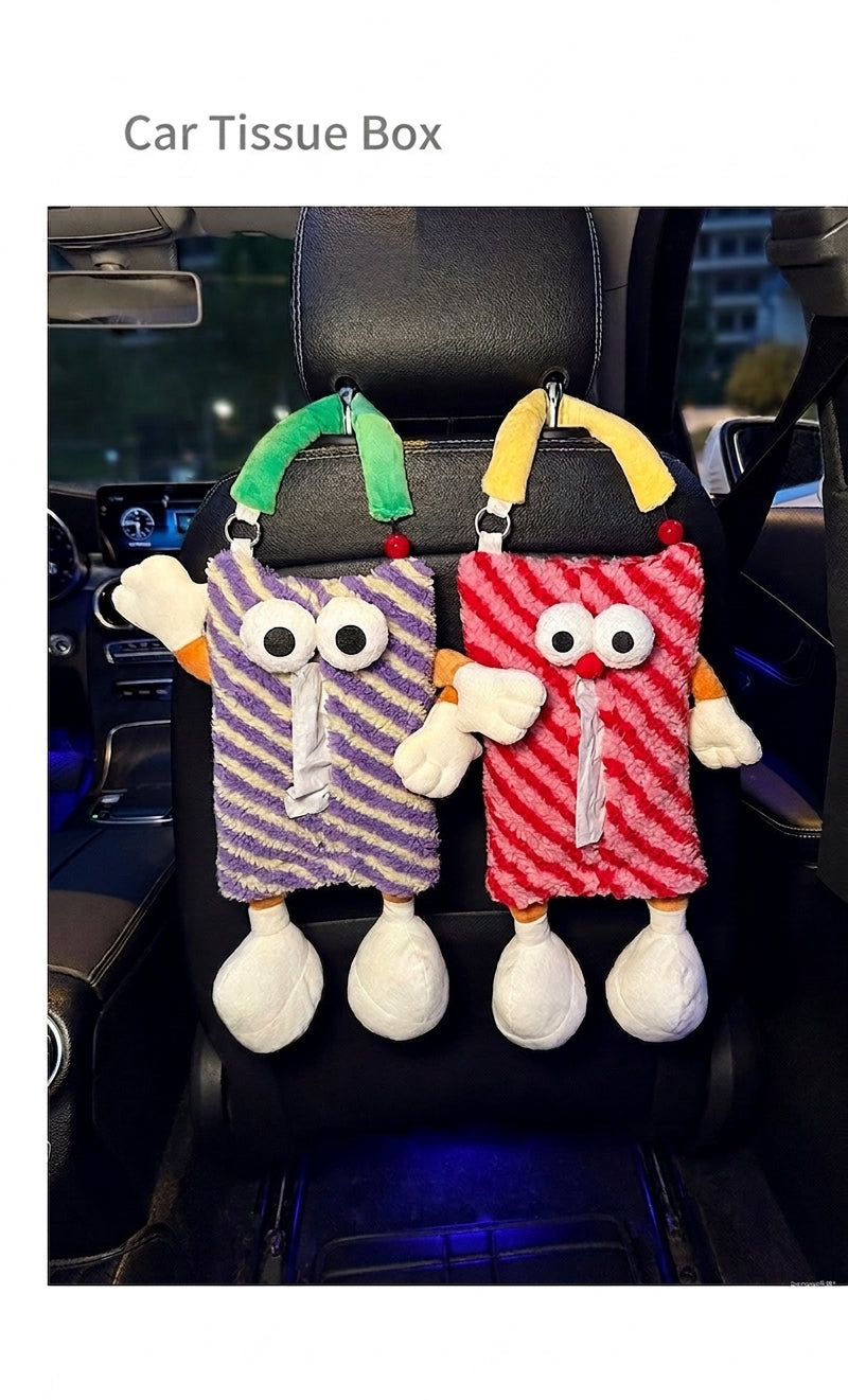 Factory custom car tissue box printed processing, hanging sewn label tissue box, car seat back tissue hanging bag