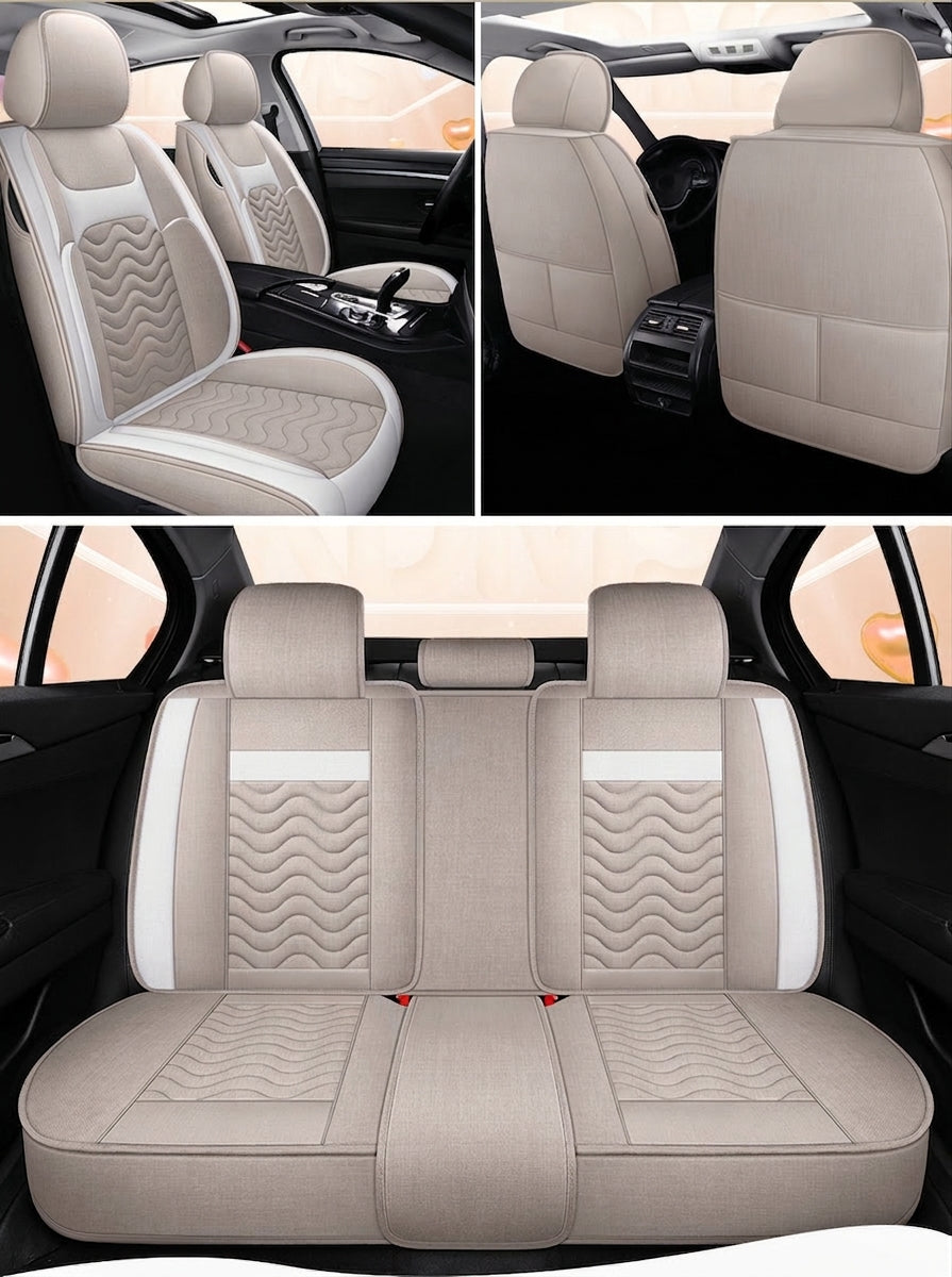 Cartoon car seat cushion, all-season universal all-round car seat cover, linen fabric art seat cushion, winter goddess seat cover