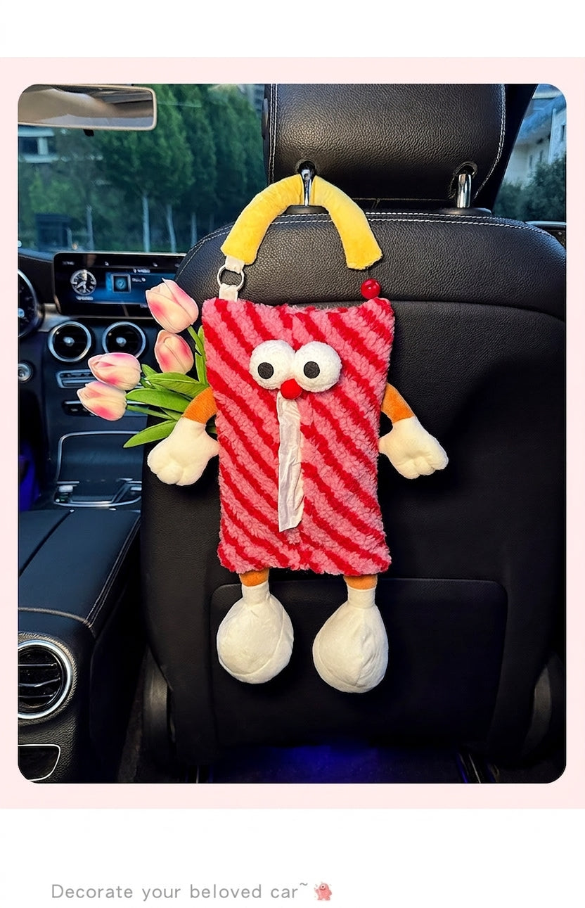 Factory custom car tissue box printed processing, hanging sewn label tissue box, car seat back tissue hanging bag