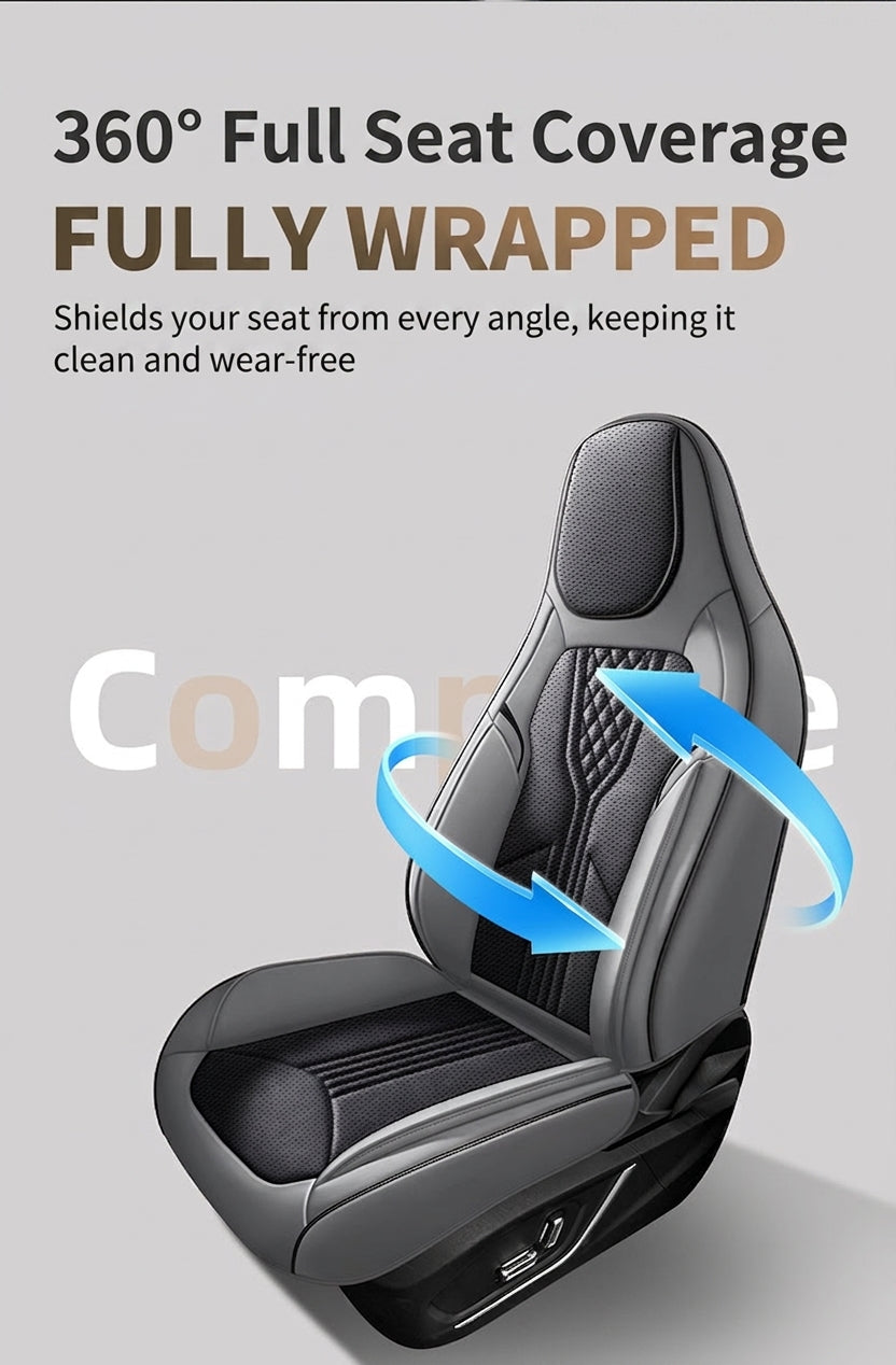 3D Nappa leather car full-coverage integrated headrest cover, all-season universal sports seat cover, leather seat cushion manufacturer wholesale
