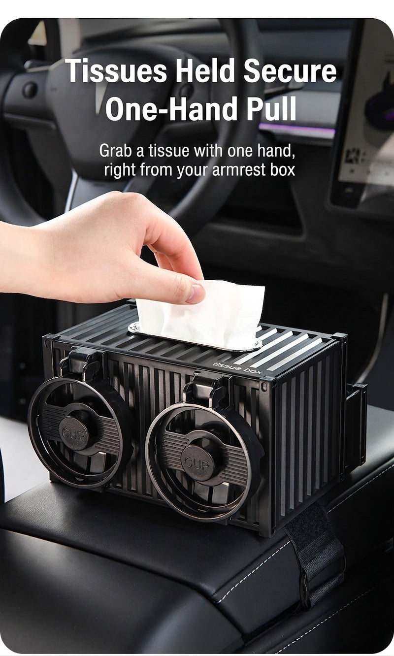 Car tissue box, armrest box, multifunctional water cup holder, storage box, creative and simple car interior sundries storage box