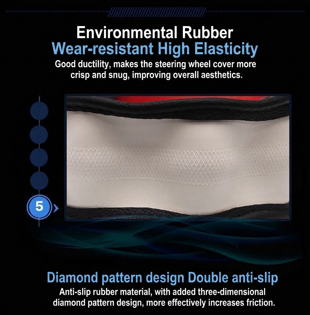 Non-slip sweat-wicking car handlebar covers, colorful carbon fiber leather, fashionable trendy brand steering wheel covers, car GM Amazon