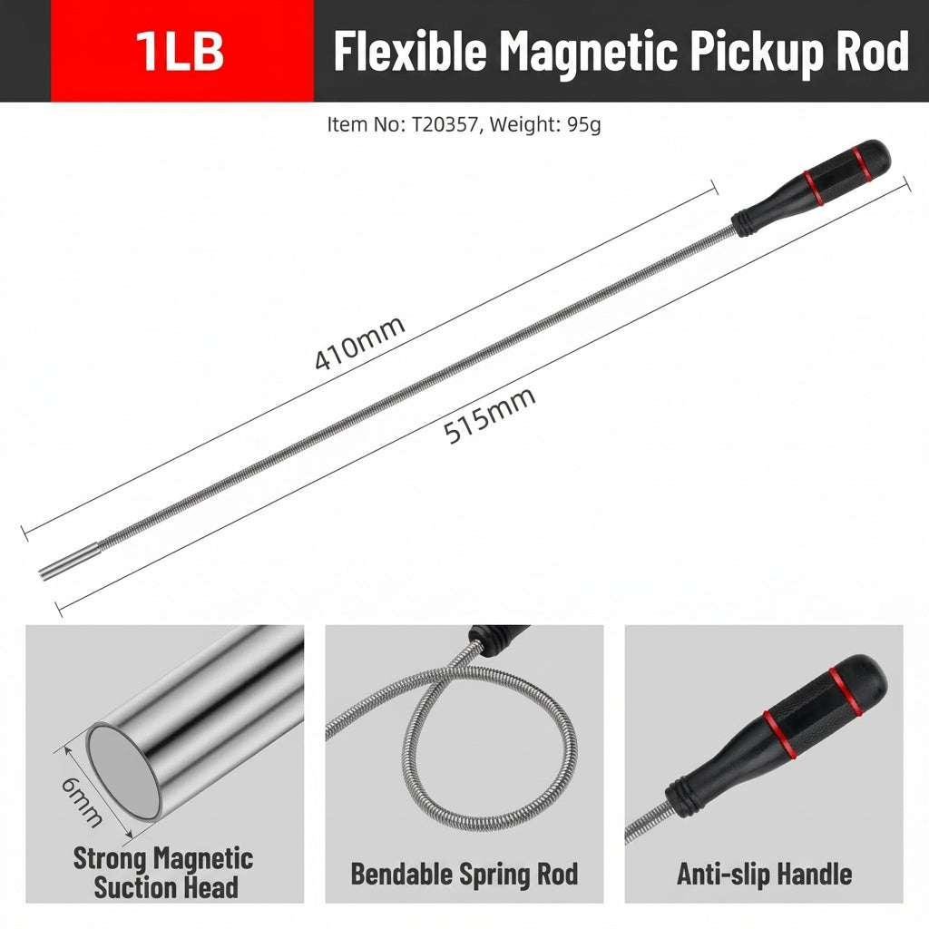 8LB Pickup Retractable Magnetic Suction Rod with Light Magnetic Rod Auto Repair Tool Metal Picker Suction Rod