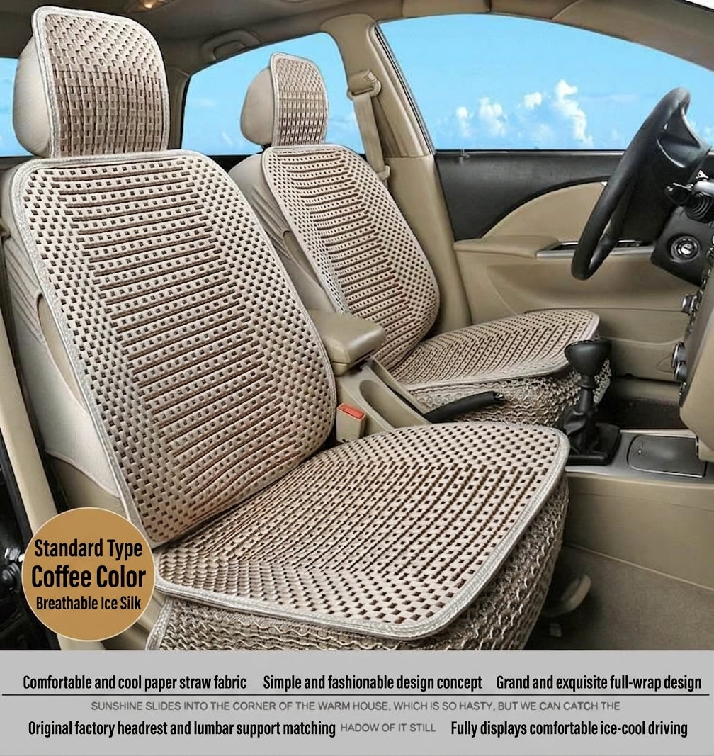 Summer Ice Silk car seat cushion, all-season universal breathable, summer-specific all-encompassing car seat cover, single-seat, five-seater, cross-border design