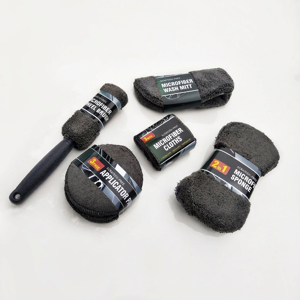 Car Wash 9 Piece Set Car Towel Home Car Beauty Cleaning Gloves Towel Wipes Waxing Sponge Wheel Brush