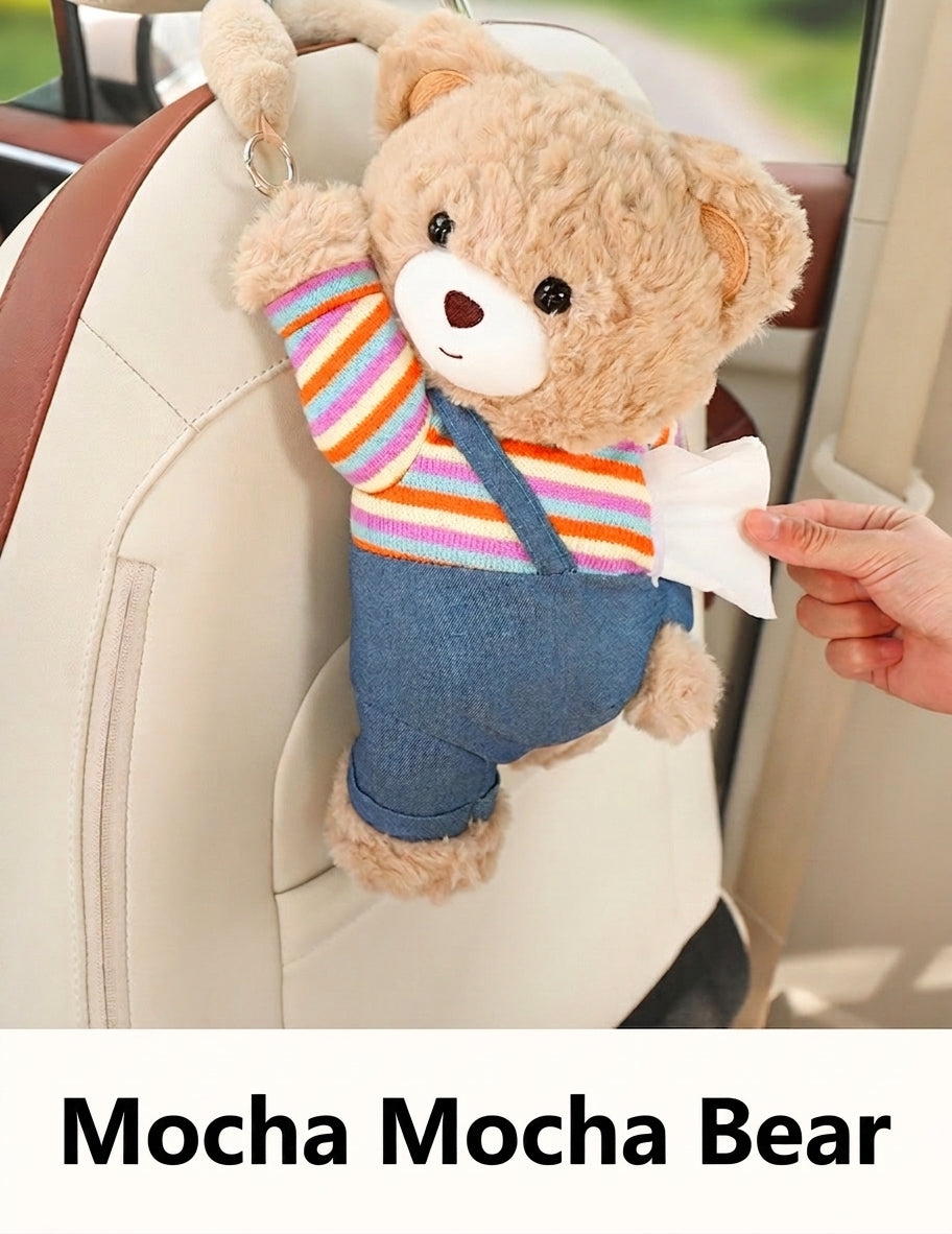 Car tissue box hanging car drawer box bear creative cute practical doll in the car tissue bag hanging bag