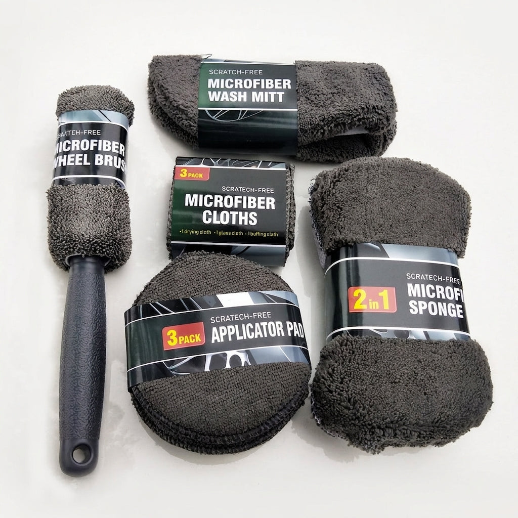 Car Wash 9 Piece Set Car Towel Home Car Beauty Cleaning Gloves Towel Wipes Waxing Sponge Wheel Brush