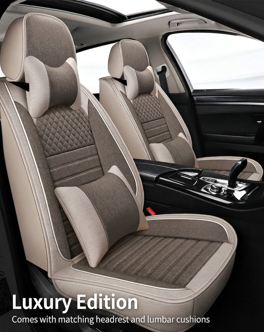 All-season universal full-coverage car seat covers, full-coverage spring and winter linen fabric art car covers, seat covers, and car cushion covers
