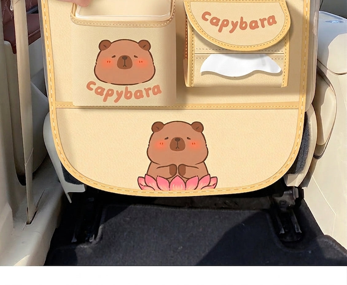 Car storage hanging bag, multifunctional creative cute car seat rear storage rack, tissue box inside car, trash bin