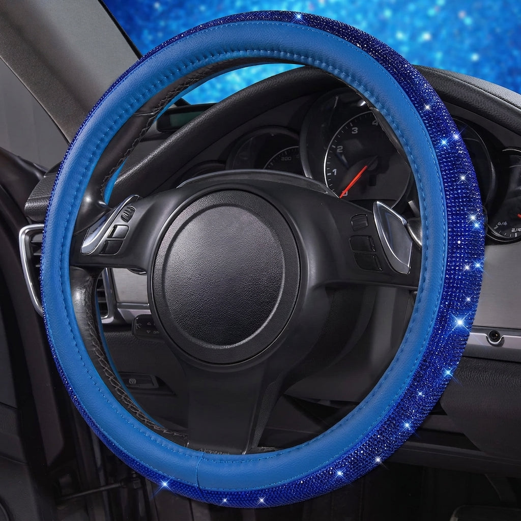 New car rhinestone fully rhinestone-hot rhinestone steering wheel, personalized handlebar cover, unisex steering wheel, Amazon