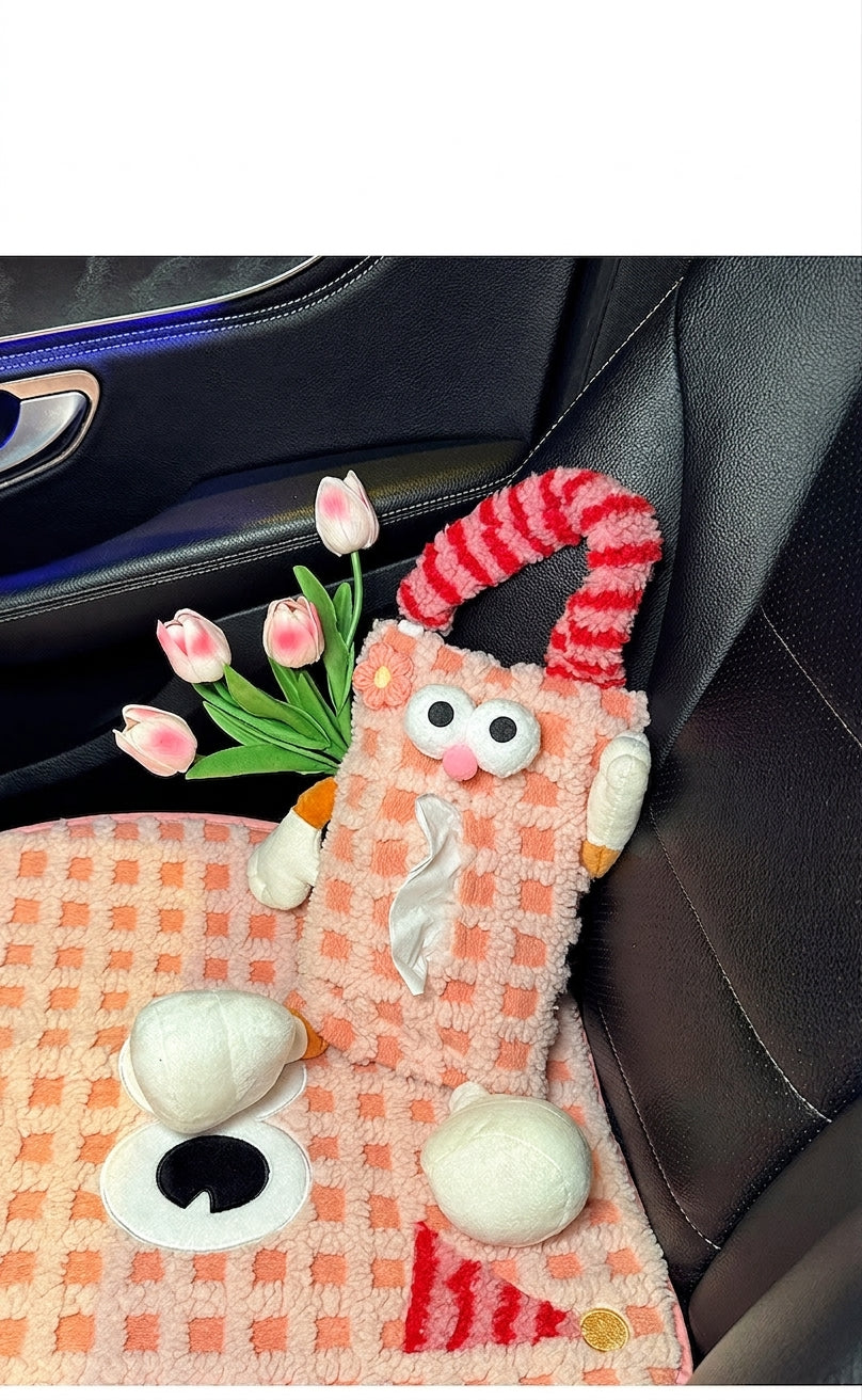 Factory custom car tissue box printed processing, hanging sewn label tissue box, car seat back tissue hanging bag
