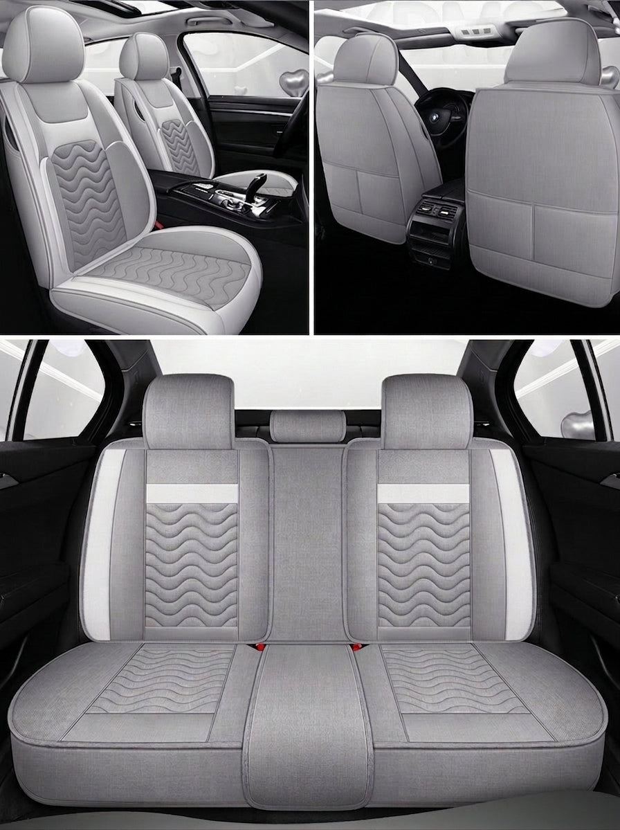Cartoon car seat cushion, all-season universal all-round car seat cover, linen fabric art seat cushion, winter goddess seat cover