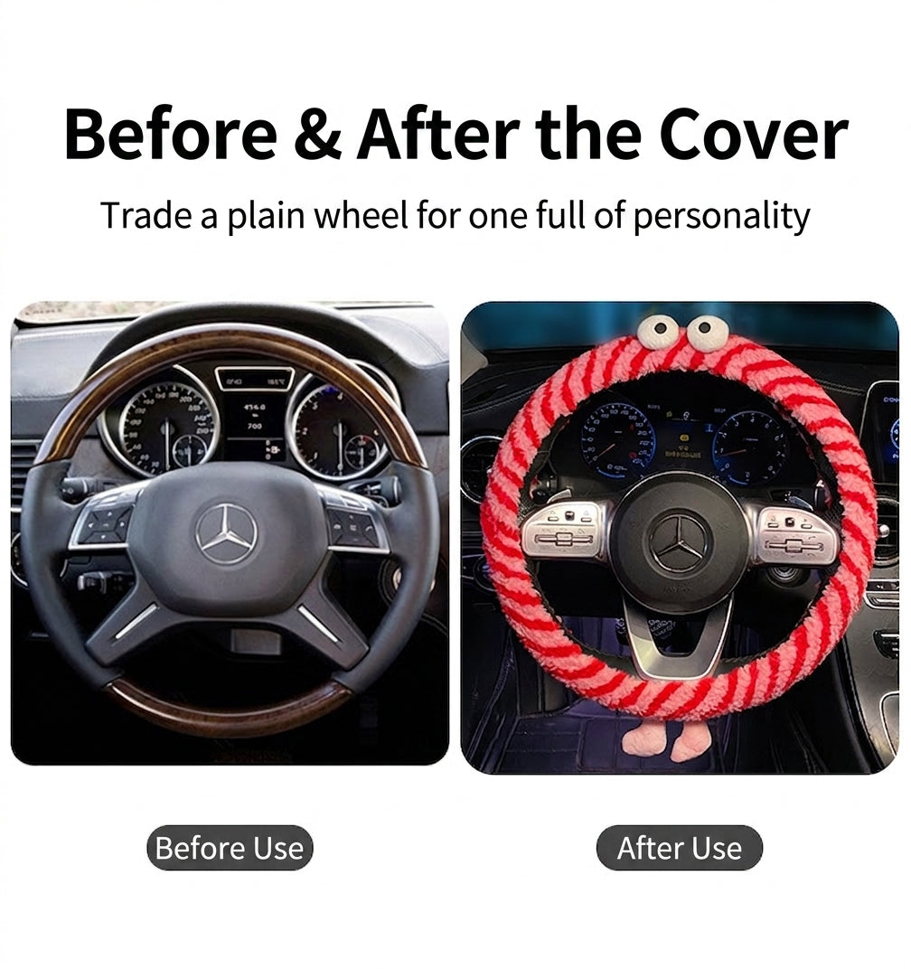 Winter plush steering wheel covers, 2024 new Monster non-slip warm all-season GM heated handlebar covers, women's version
