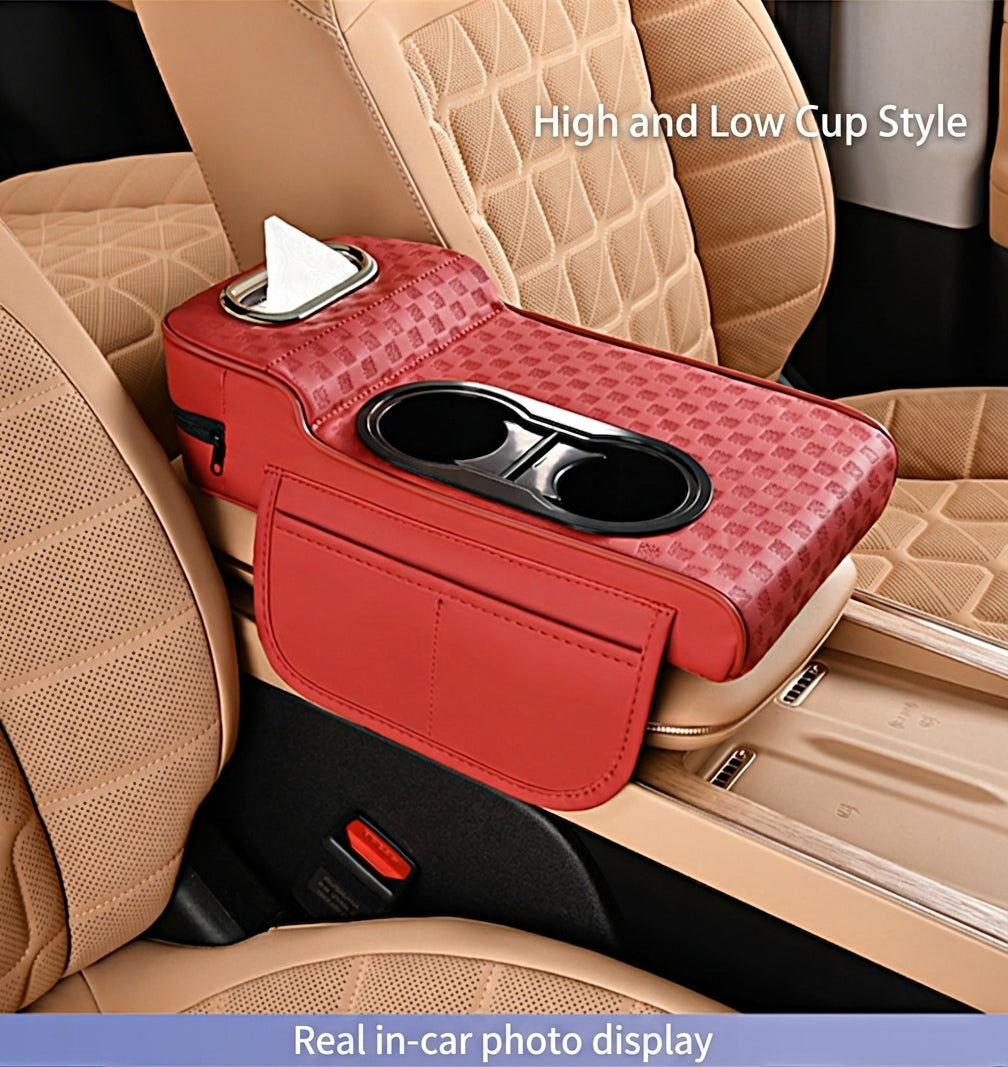 2025 New Central Car Armrest Box Height Pad Cover Protective Cover Double Cup Holder Premium Leather Car Accessories