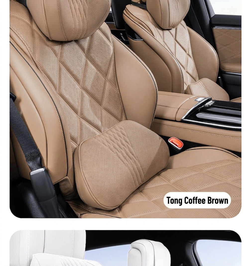 Summer breathable memory foam car headrest lumbar support premium car seat pillow car leather neck support pillow