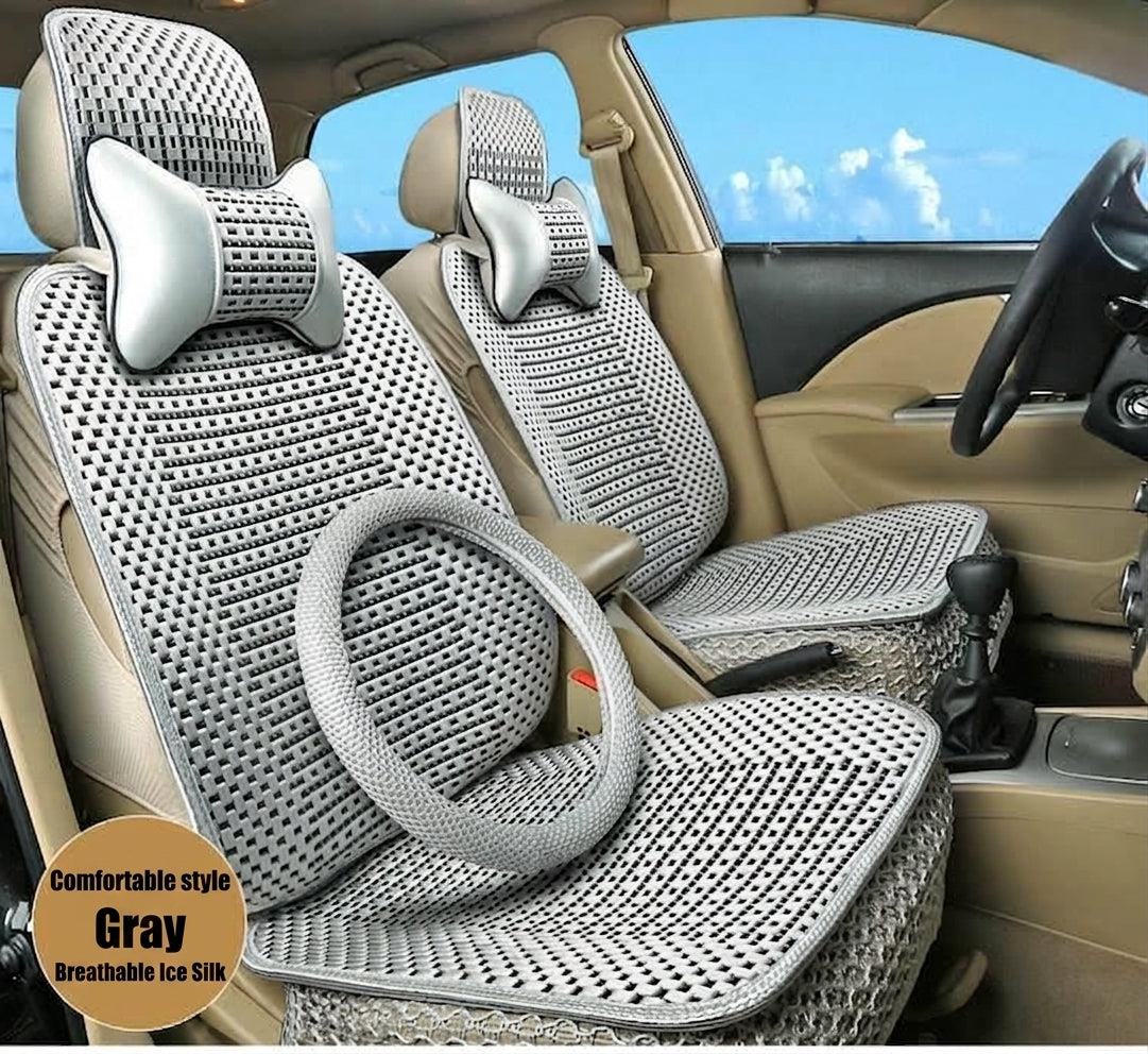 Summer Ice Silk car seat cushion, all-season universal breathable, summer-specific all-encompassing car seat cover, single-seat, five-seater, cross-border design